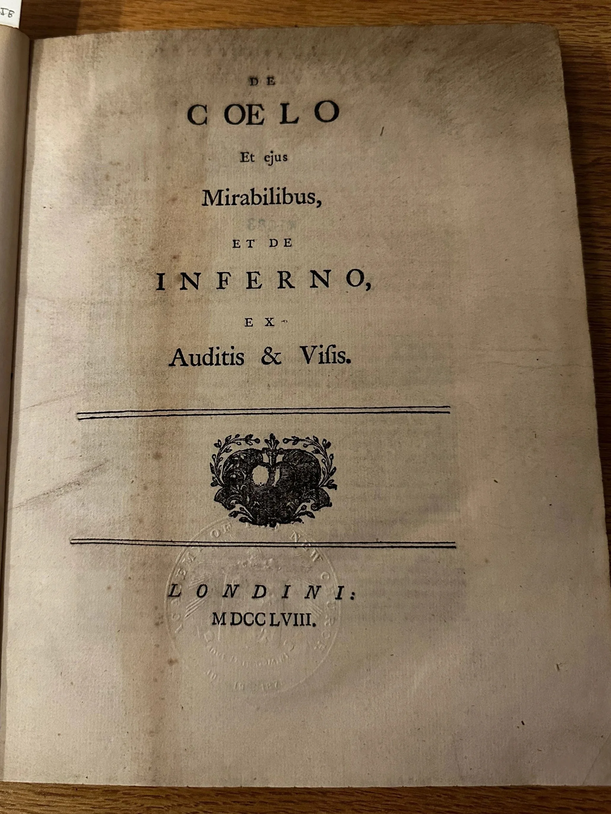 1758 Latin First Edition Concerning Heaven Wonders Concerning Hell